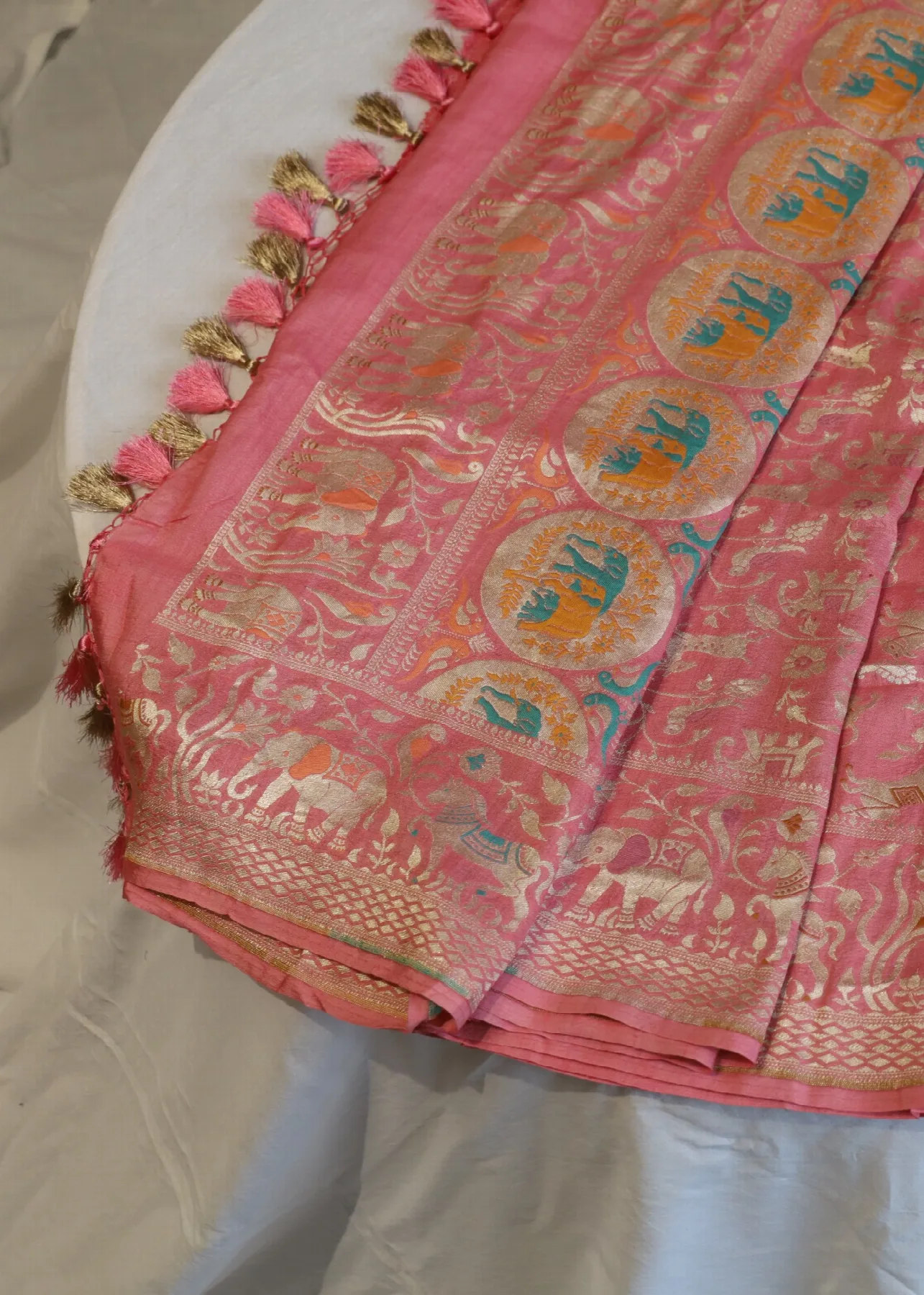 Pink Tussar Shikargah - alternate